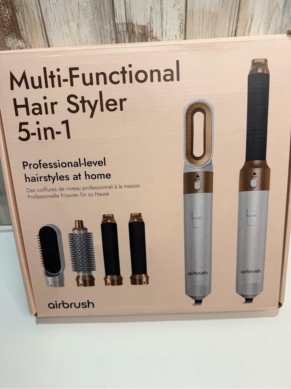 Airbrush Hair Styler 5-in-1 Multi-Functional White Gold Professional Tool OS